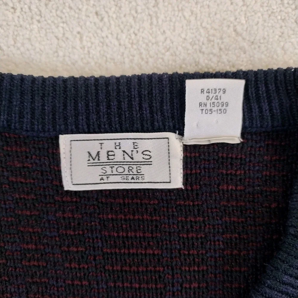 VTG Sears Men's Store V Neck Sweater Men's XL Multi Geometric Aztec Knit 90's